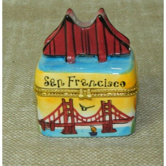 SNCO San Francisco Trinket Box Golden‎ Gate Bridge Ceramic Box - Picture 1 of 6